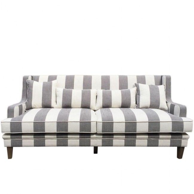 Gray and White Striped Sofa | Striped sofa, Three seater sofa, Luxe ...
