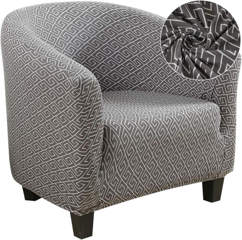 Gray Geometric Pattern Club Chair Slipcover