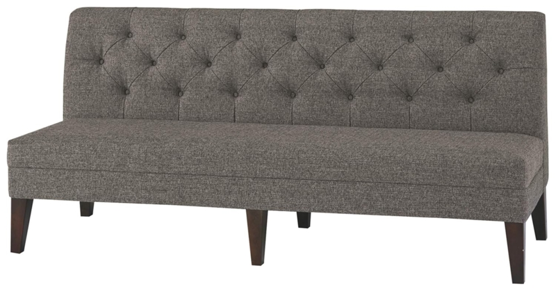 Gray Tufted Upholstered Dining Bench with Backrest
