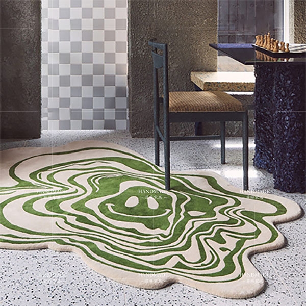 Green Abstract Organic Shaped Area Rug