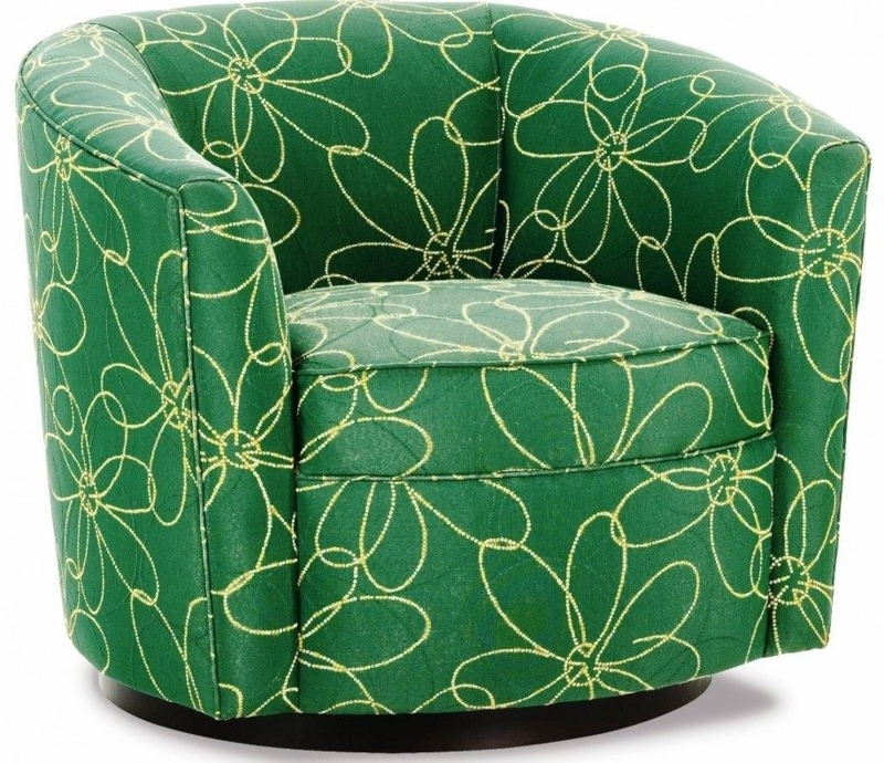 Green Floral Pattern Barrel Chair Slipcover Design