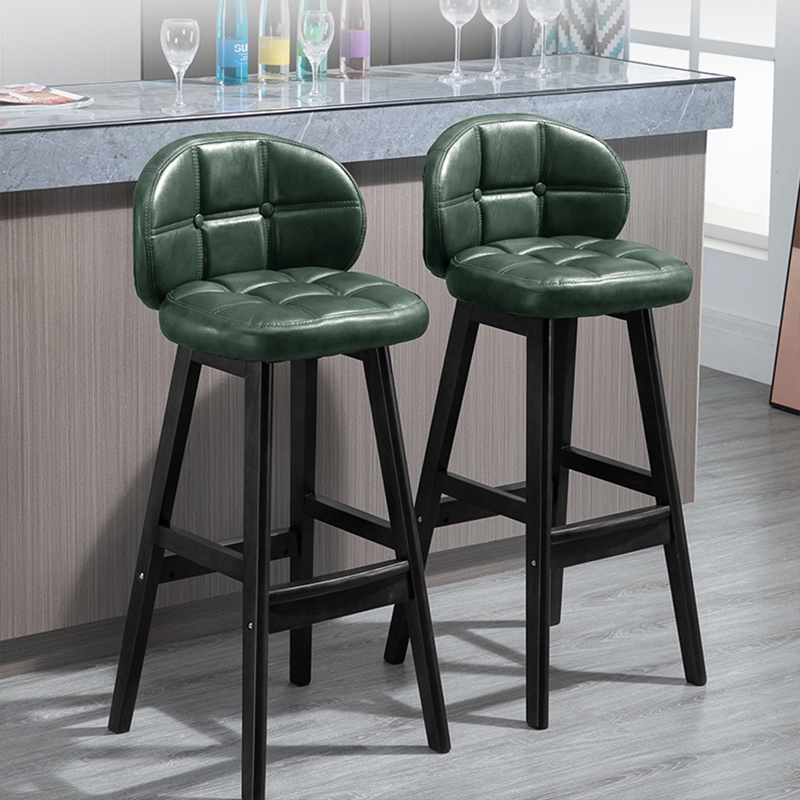 Green PU Leather Counter Height Bar Stools Set of 2