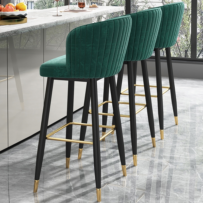 Green Velvet Tufted Counter Height Bar Stools