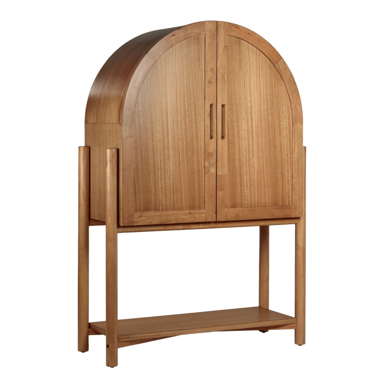 Hadden Wood Arch Bar Cabinet with Open Shelf