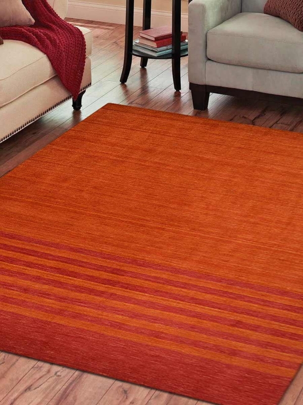 Hand Knotted Gabbeh Wool Contemporary Orange Rug