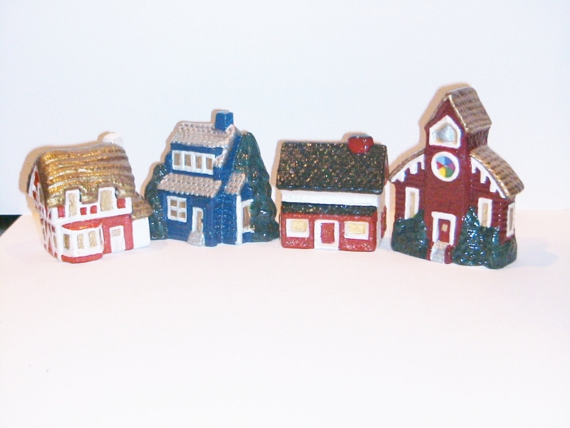 Hand-Painted Miniature Ceramic Christmas Village Set