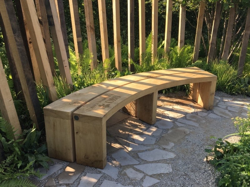 Handcrafted Curved Wooden Garden Bench in Yorkshire