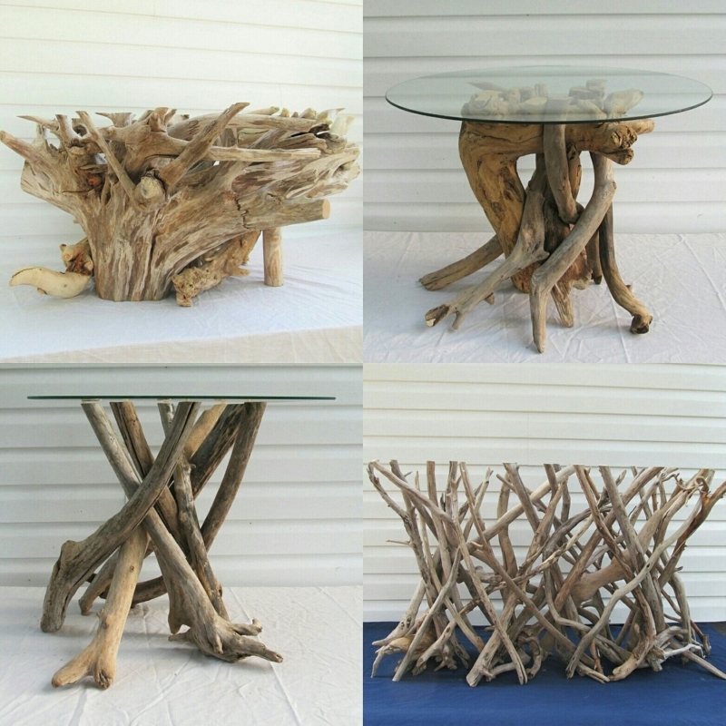 Handcrafted Driftwood Tables with Glass Tops