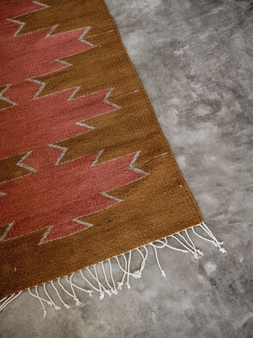 Handmade Mexican Oaxaca Rug with Geometric Patterns