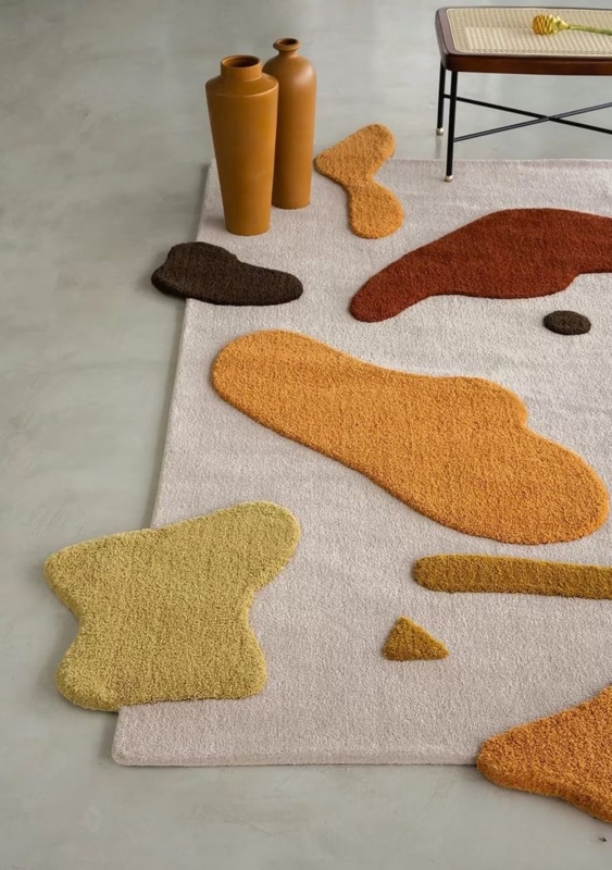 Handmade Tufted Wool Area Rug with Abstract Shapes