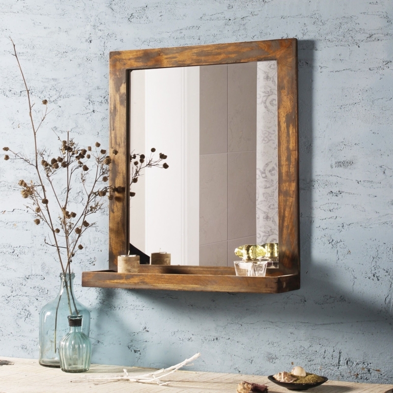Havana Vintage Grey Mirror | Bathroom mirror with shelf, Wood mirror ...
