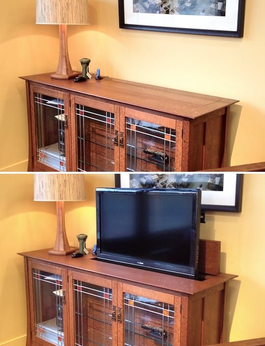 Hidden Television Cabinet with Glass Doors