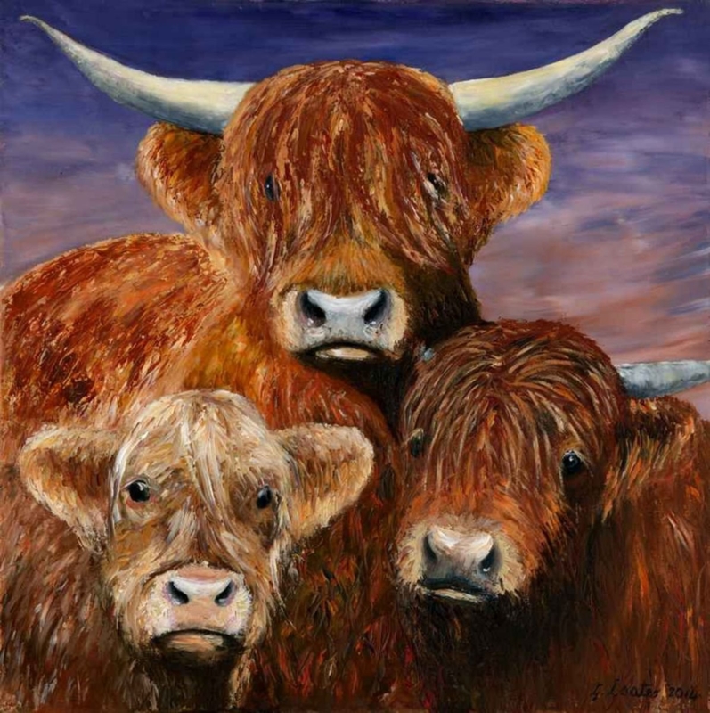 Highland Cattle Oil Painting by Gillian Coates
