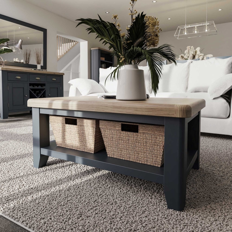 Hopton Blue Storage Coffee Table in Living Room