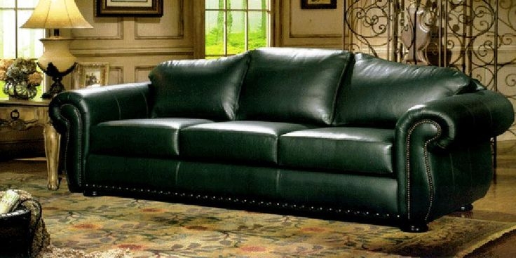 Hunter Green Leather Sofa for Elegant Living Rooms