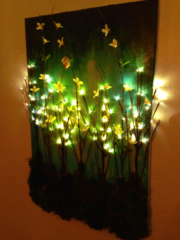 Illuminated Floral Wall Art with Warm Ambient Glow