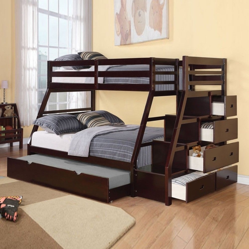 Jason Espresso Bunk Bed with Built-In Storage Drawers