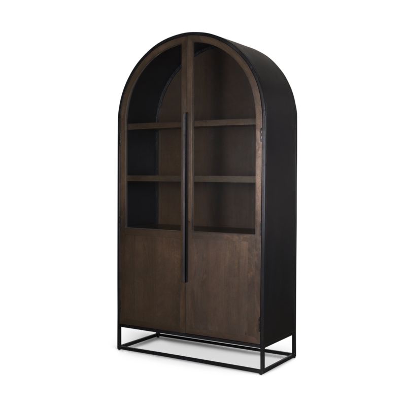 Joss & Main Clementine Wood W/Black Metal Arched Curio Cabinet | Wayfair