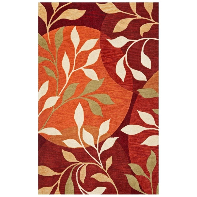 Kas Rugs Modern Leaf Rust Pattern 5x8 Area Rug