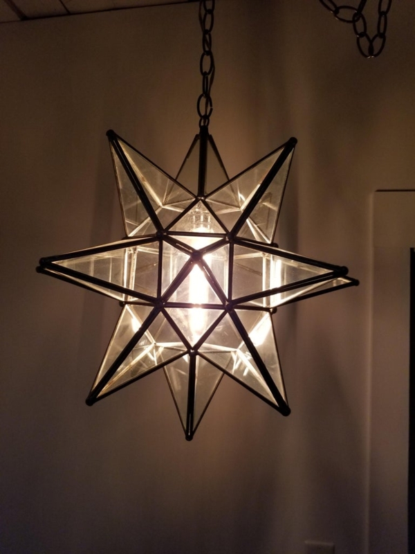 Large Leaded Glass Moravian Star Pendant Light