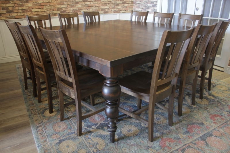 Large Square Wooden Dining Table for 12