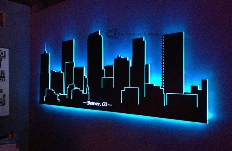 LED Backlit Denver Skyline Wall Art Decor