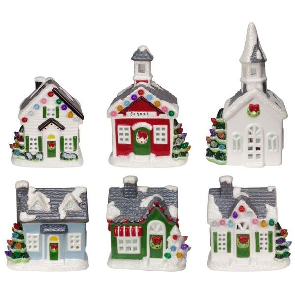 LED Ceramic Christmas Village Holiday Decoration Set