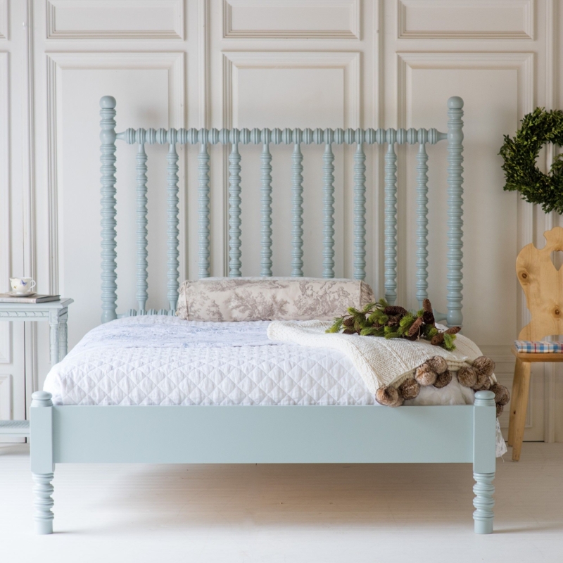 Light Blue Harriet Spindle Bed with Low Footboard