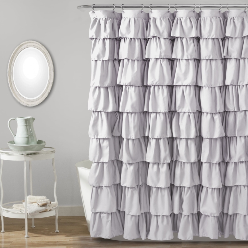 Lilac Ruffle Textured Shower Curtain for Cozy Bathrooms