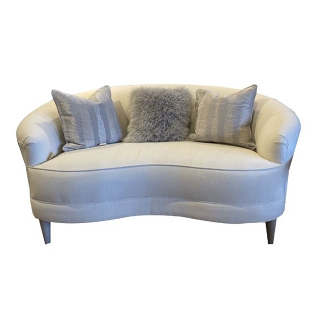 Lillian August Elegant Curved Loveseat in Beige