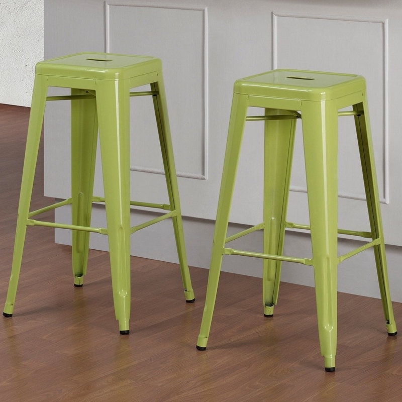 Lime Green Modern Metal Kitchen Bar Stools