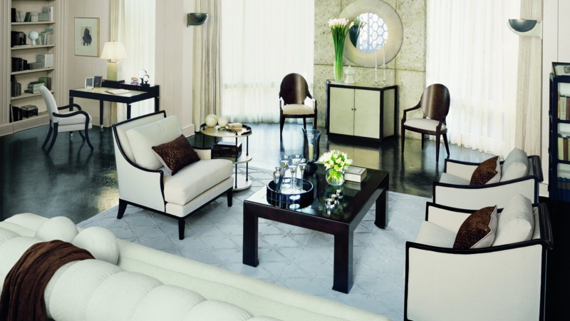 Living Room Collection Monochrome Streamlined Curves Contrast Piping Deco