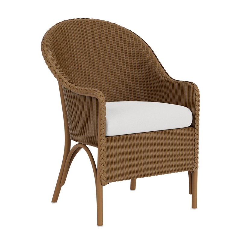 Lloyd Flanders Wicker Barrel Dining Chair with Cushion