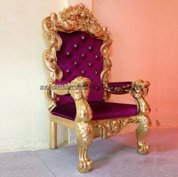Luxurious Gold and Purple Royal Throne Chair