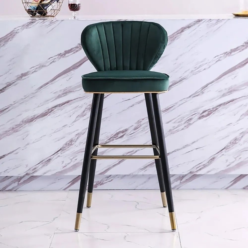 Luxurious Green Velvet Counter Height Bar Stool