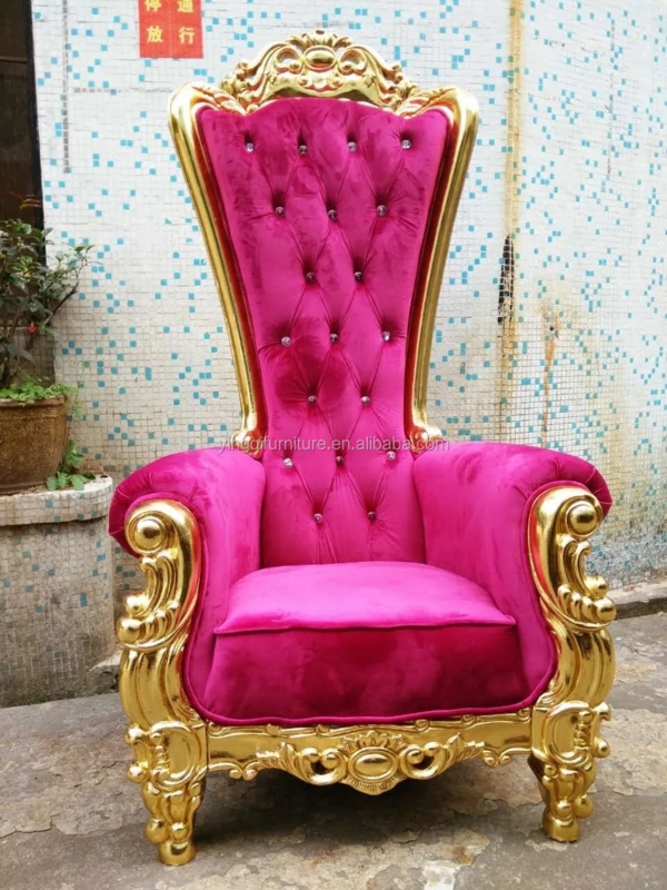 Luxurious Pink Velvet King and Queen Throne Chair