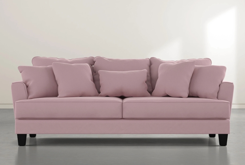 Luxurious Pink Velvet Sofa with Plush Cushions