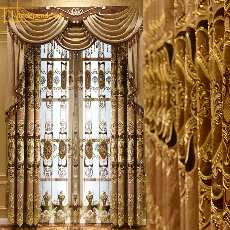 Luxury European Style Embroidered Chenille Curtains