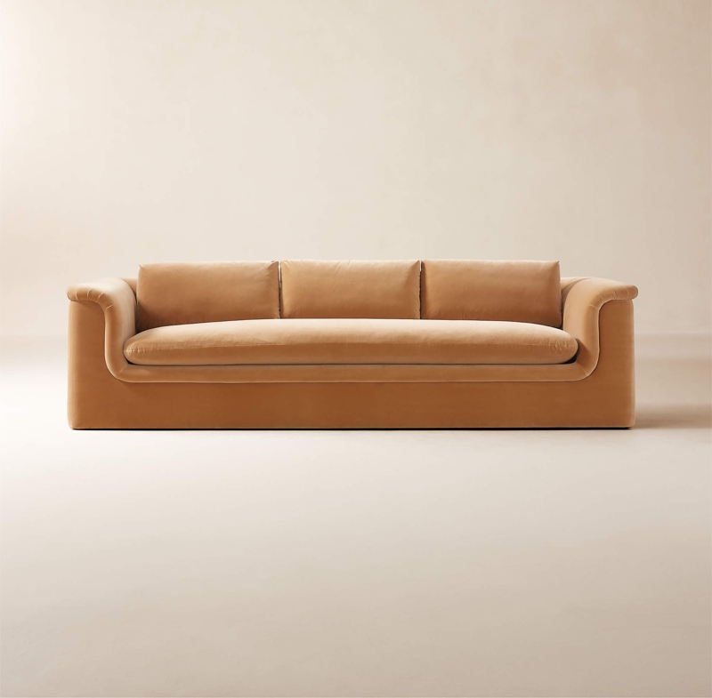 Mardones Camel Brown Velvet Sofa Modern Design