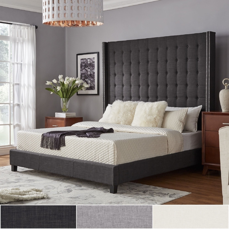 Marion Tufted Wingback Nailhead Headboard Bed