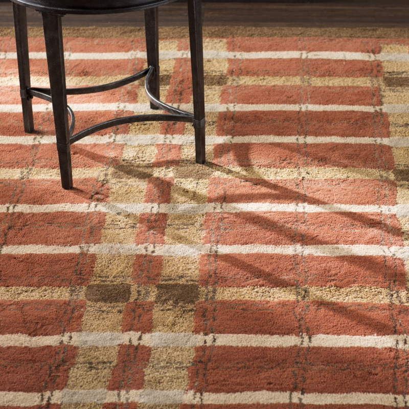 Martha Stewart Hand-Tufted Rust Plaid Area Rug