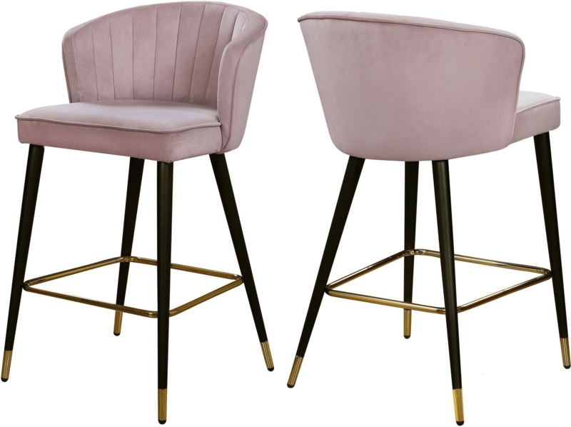 Meridian Cassie Pink Bar Stool 793 | Velvet stool, Bar stools, Meridian ...