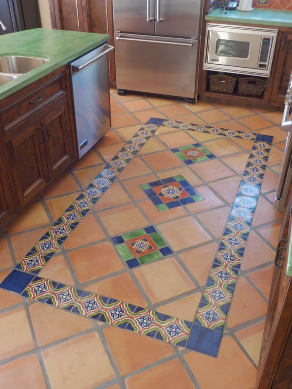 Mexican Talavera Tile Kitchen Floor Design