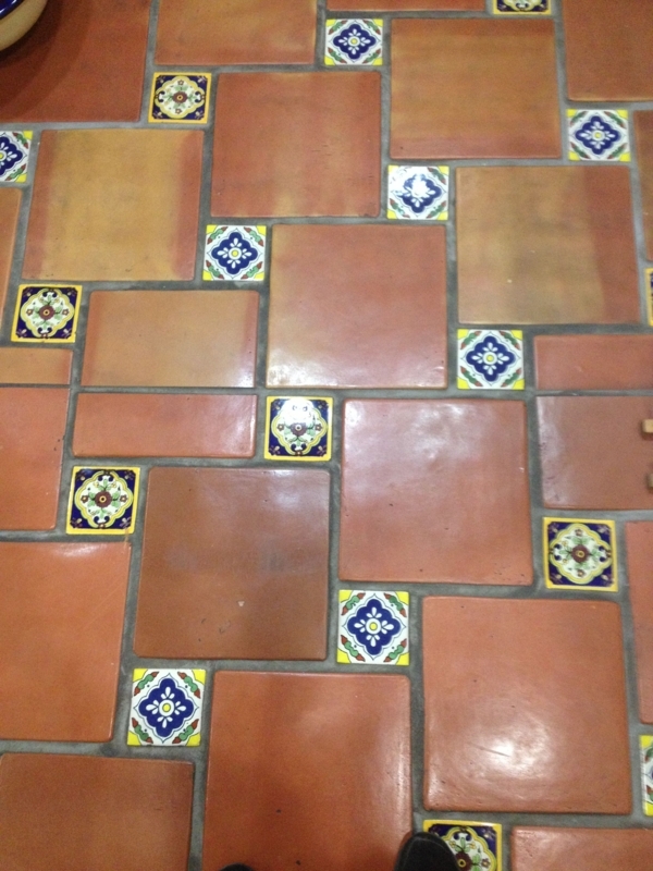 Mexican Tile Flooring with Colorful Accent Tiles