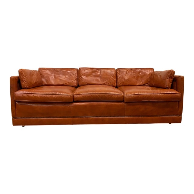 Mid Century Caramel Leather Sofa Design