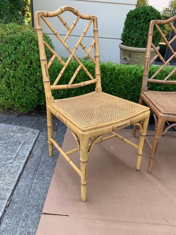 Mid-Century Faux Bamboo Dining Chair with Cane Seat