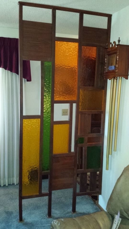 Mid Century Modern Colorful Glass Room Divider