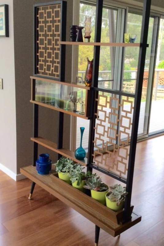 Mid-Century Modern Decorative Room Divider with Shelves