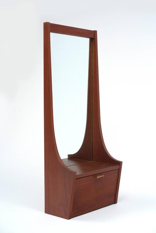 Mid-Century Modern Entryway Mirror with Shelf and Cabinet at 1stDibs ...