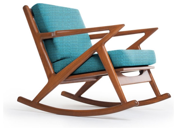 Mid-Century Modern Kennedy Rocking Chair in Turquoise
